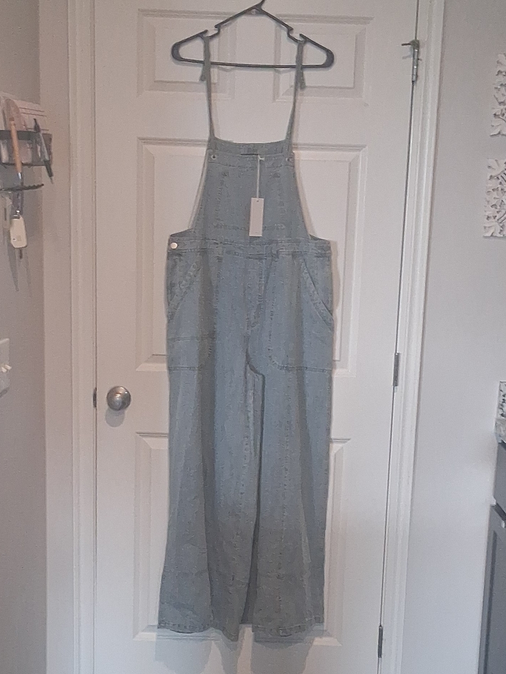 Vici Ziggie Light Blue Denim Wide Leg Overalls with Front Pocket Size XL NWT